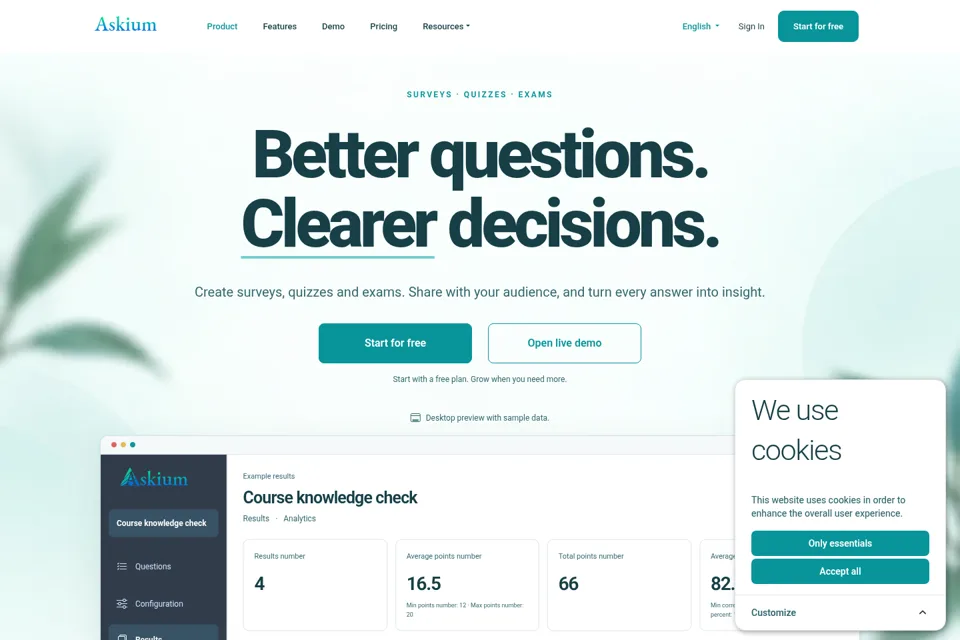 Aperçu de la landing page