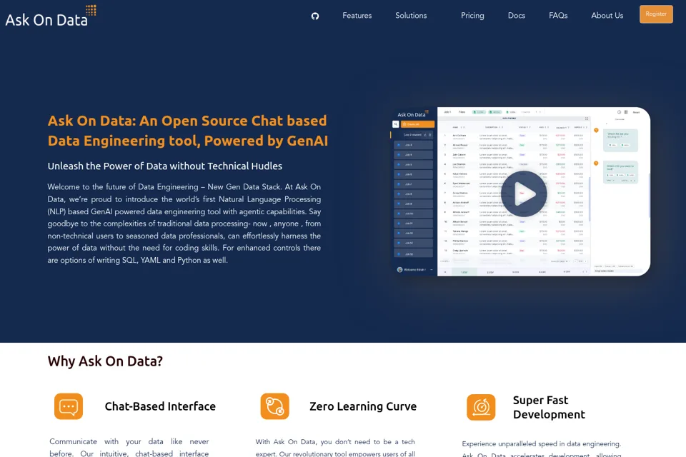 Aperçu de la landing page