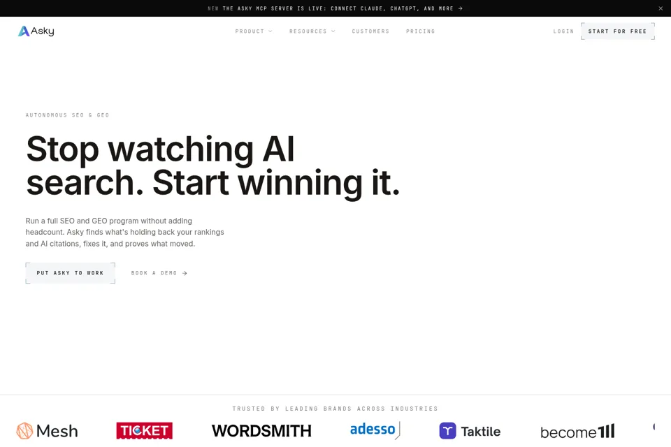 Aperçu de la landing page