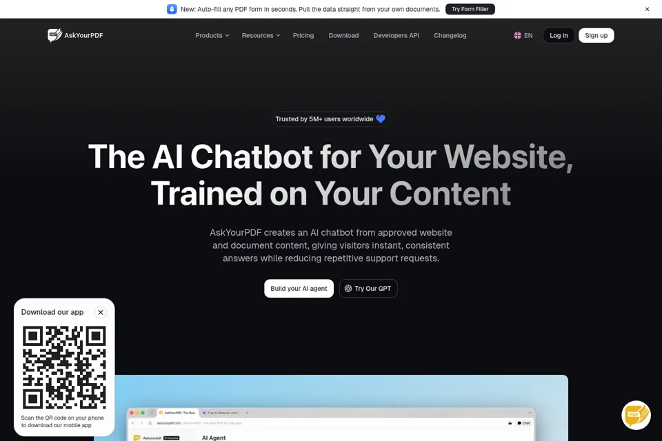 Aperçu de la landing page