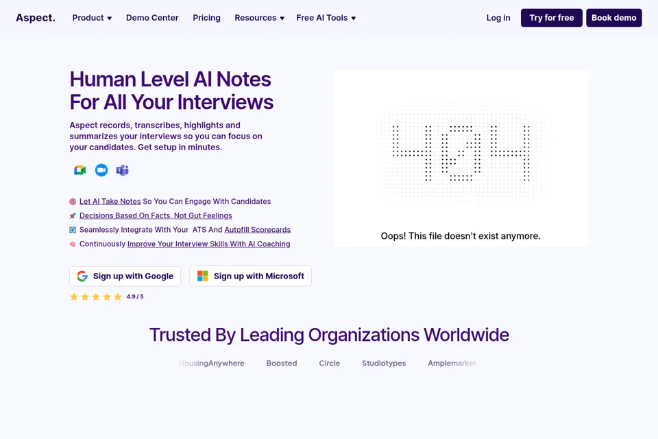 Aperçu de la landing page