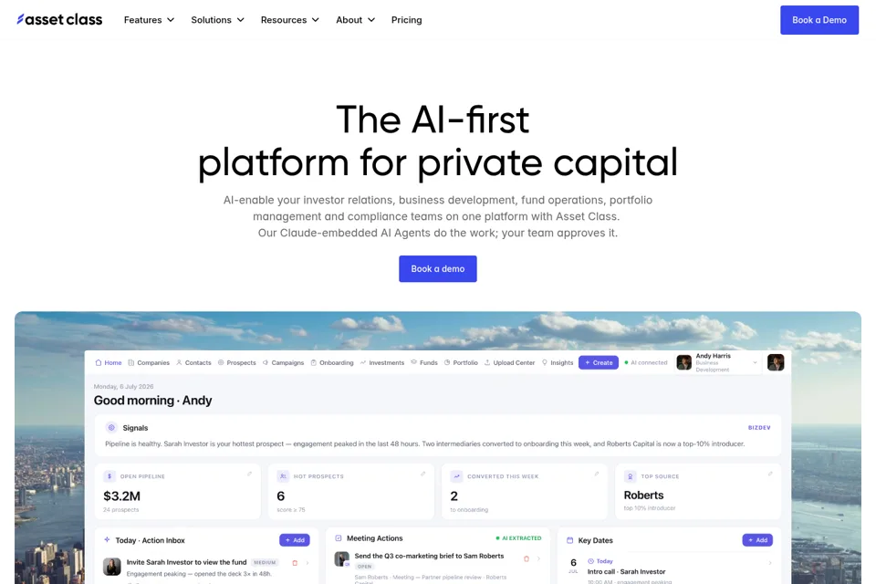 Aperçu de la landing page