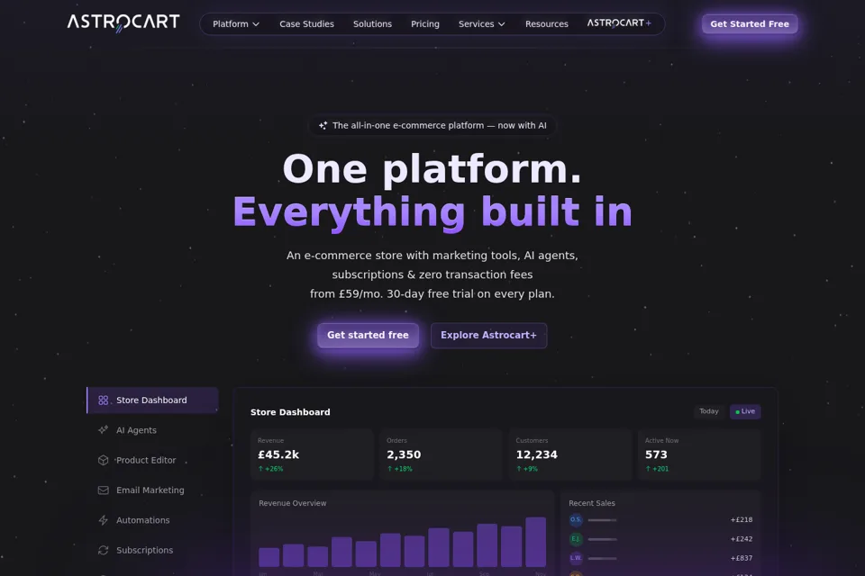Aperçu de la landing page