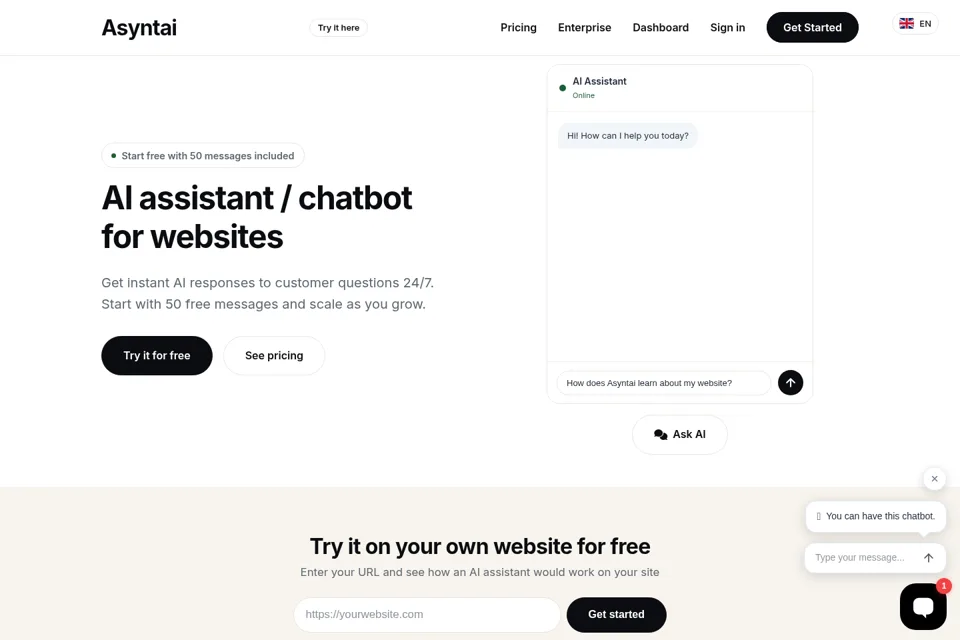 Aperçu de la landing page