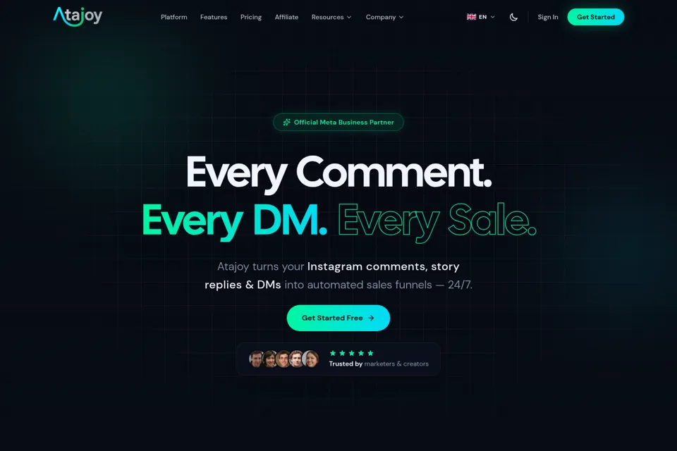 Aperçu de la landing page