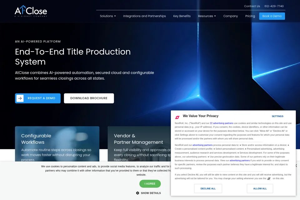 Aperçu de la landing page