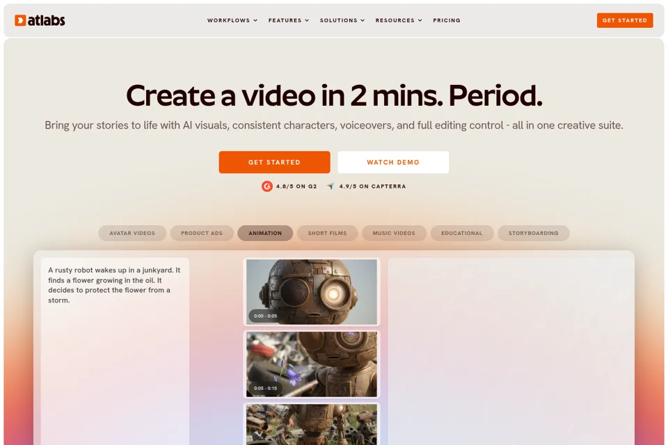Aperçu de la landing page