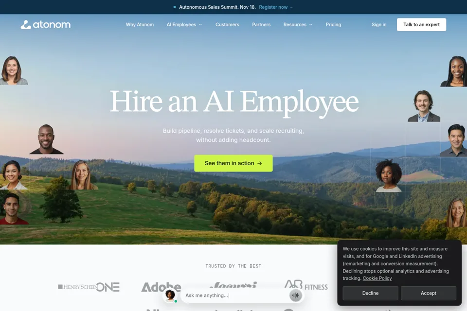 Aperçu de la landing page