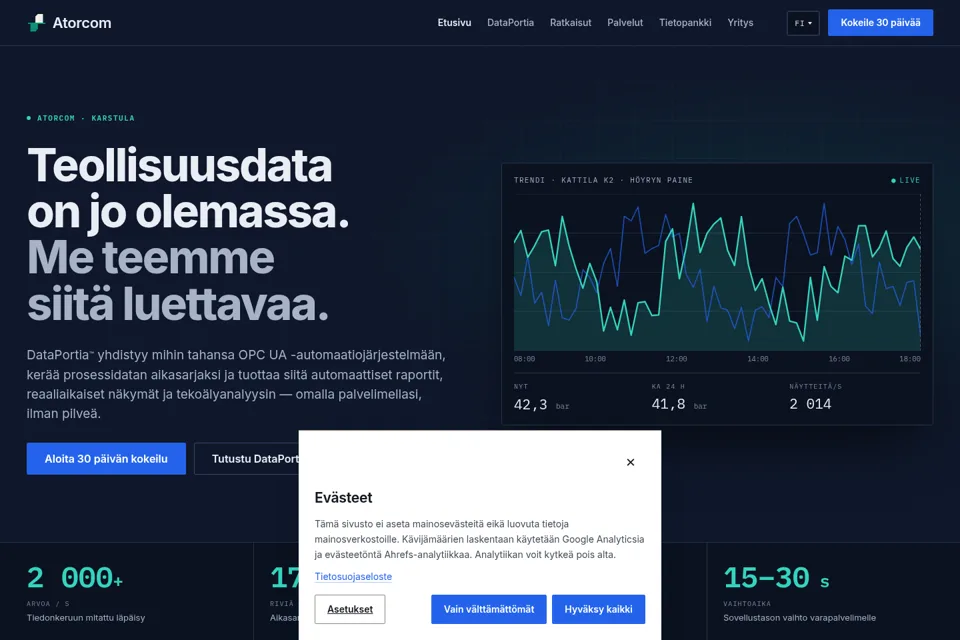 Aperçu de la landing page