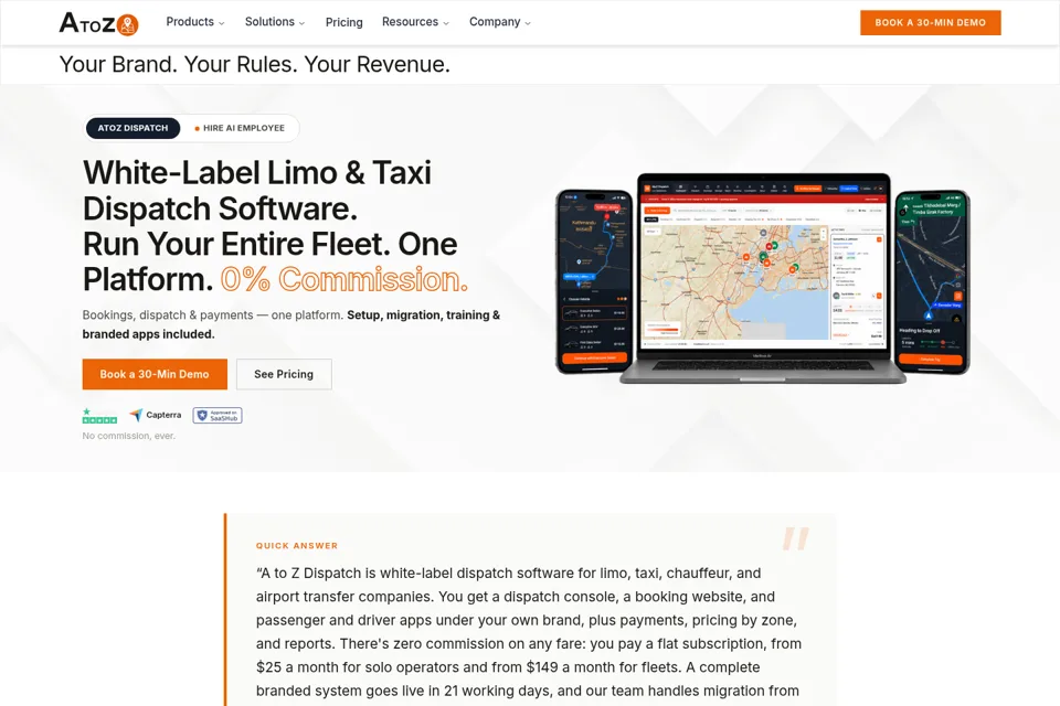 Aperçu de la landing page