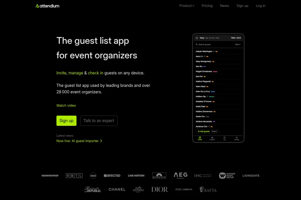 Aperçu de la landing page