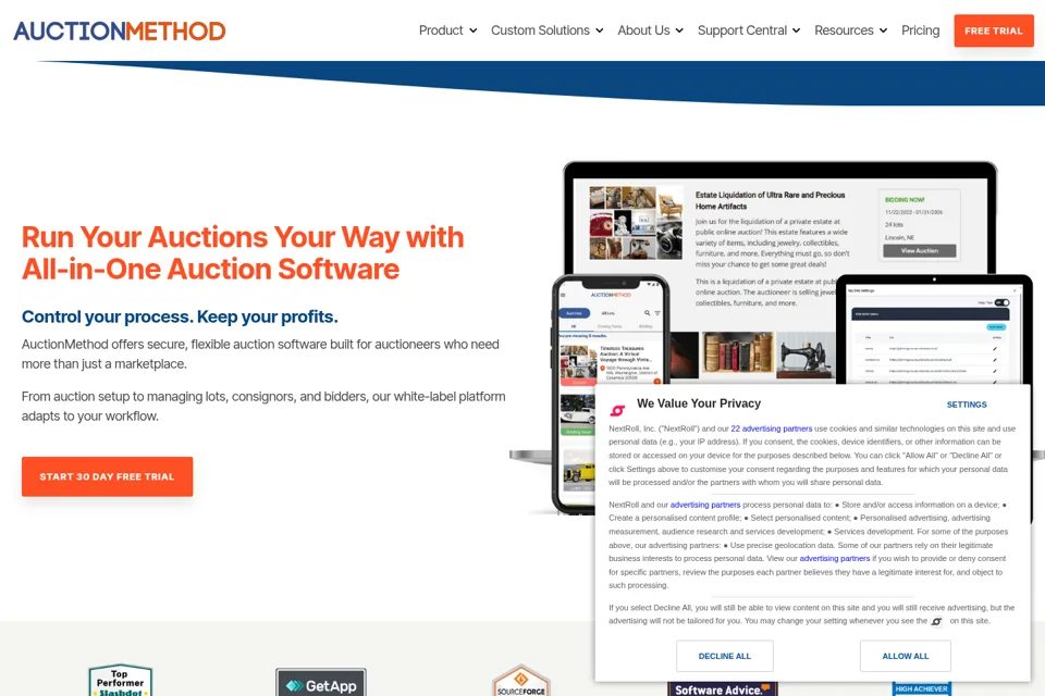 Aperçu de la landing page