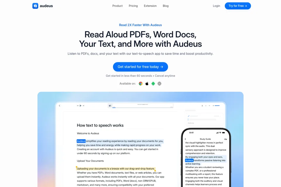 Aperçu de la landing page