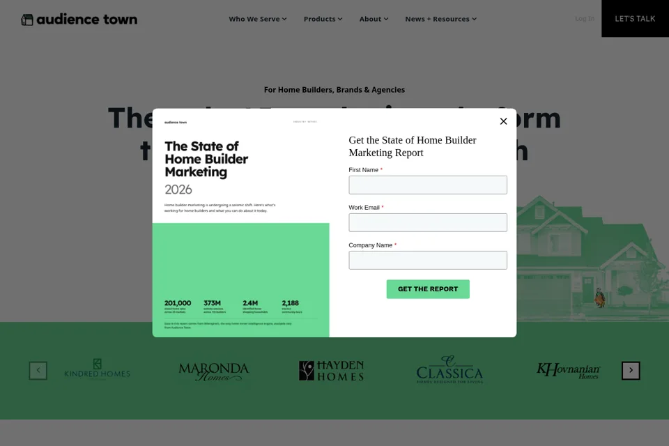 Aperçu de la landing page