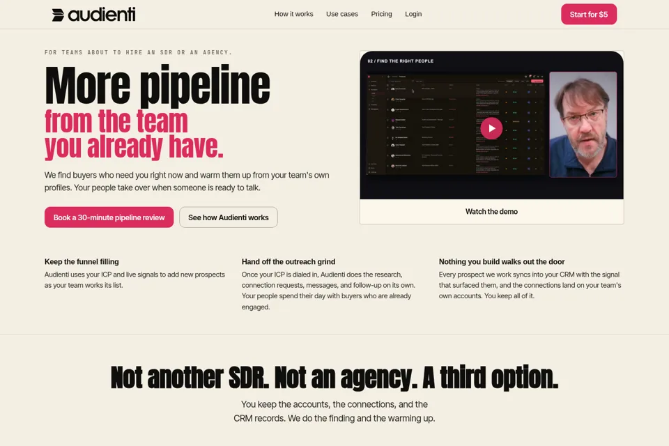 Aperçu de la landing page