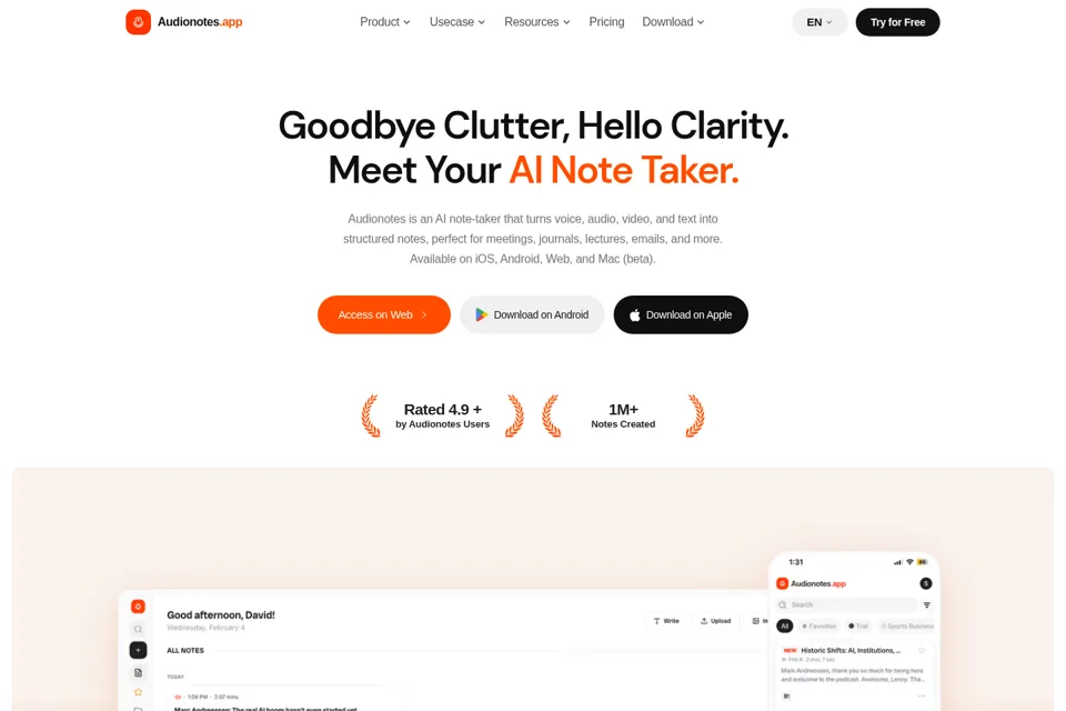 Aperçu de la landing page