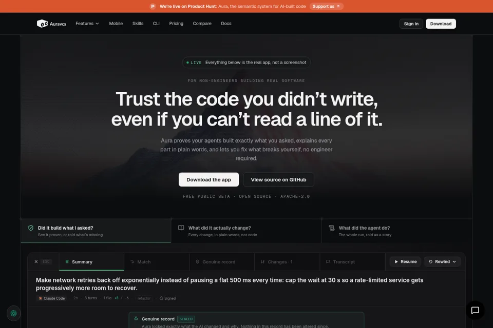 Aperçu de la landing page