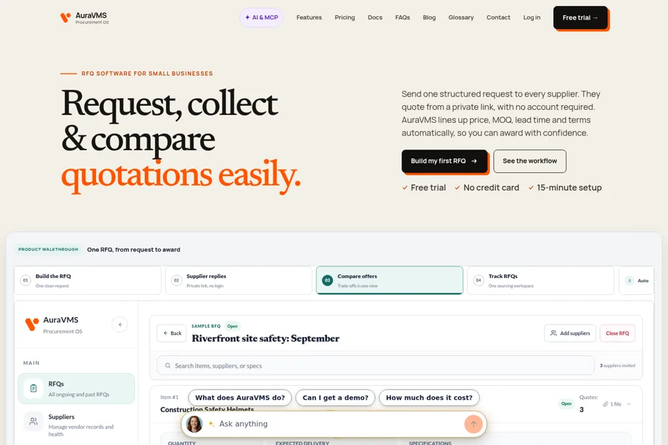 Aperçu de la landing page
