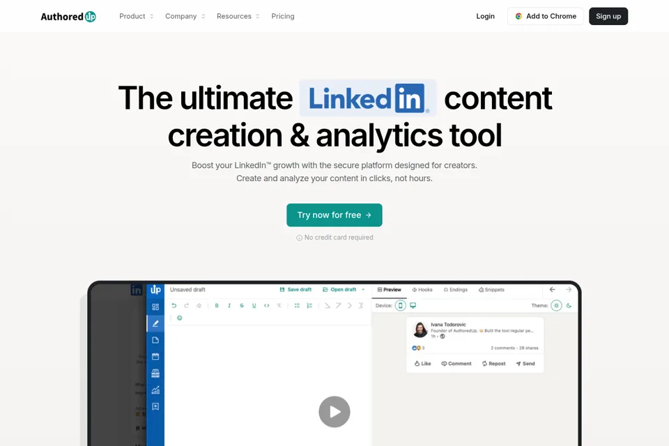 Aperçu de la landing page
