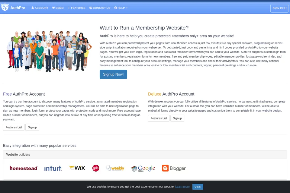 Aperçu de la landing page