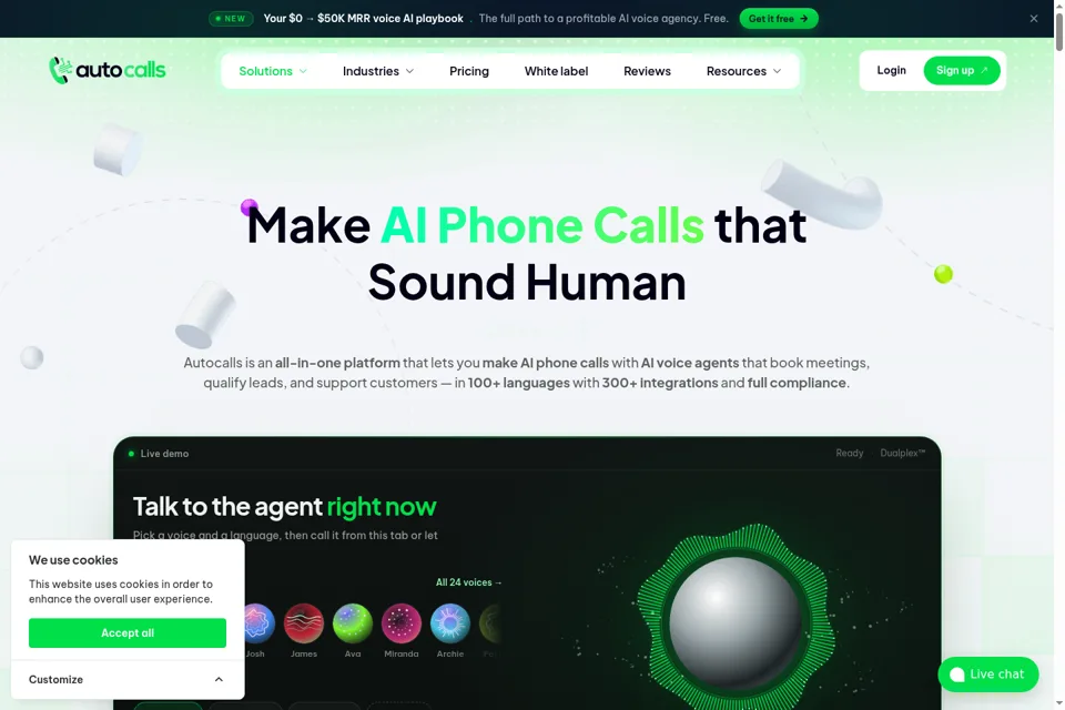 Aperçu de la landing page