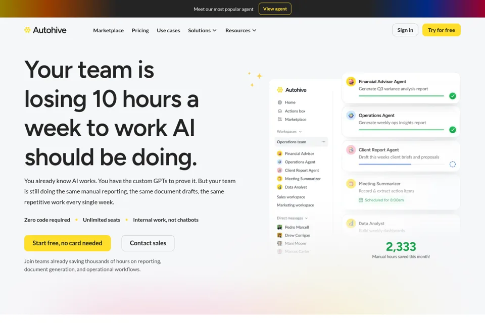 Aperçu de la landing page