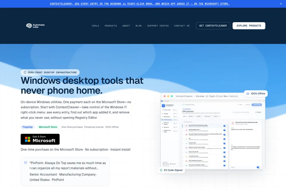 Aperçu de la landing page