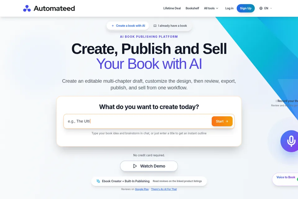 Aperçu de la landing page