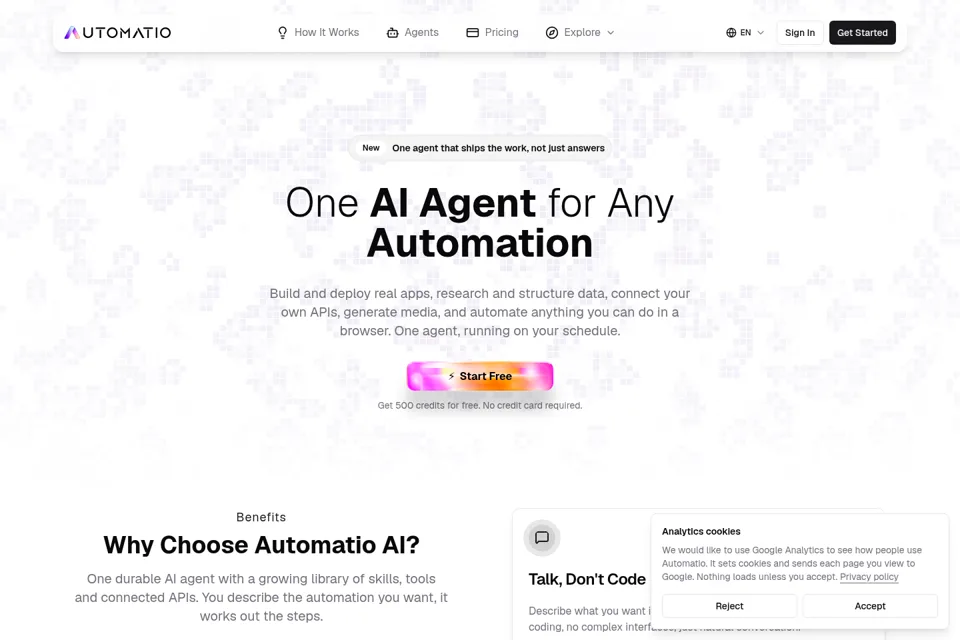 Aperçu de la landing page