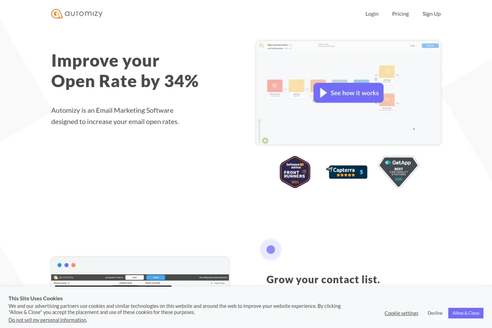 Aperçu de la landing page