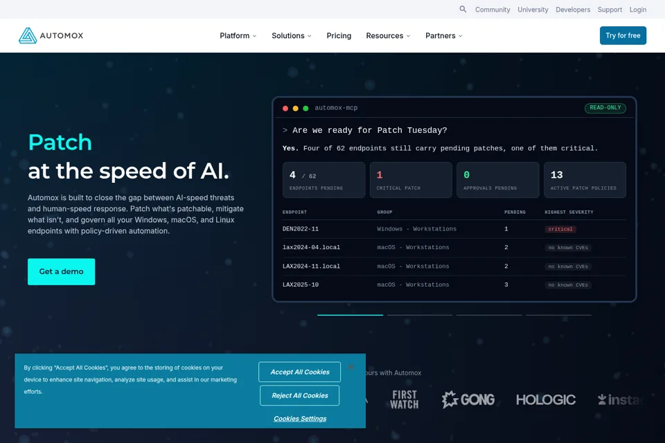 Aperçu de la landing page