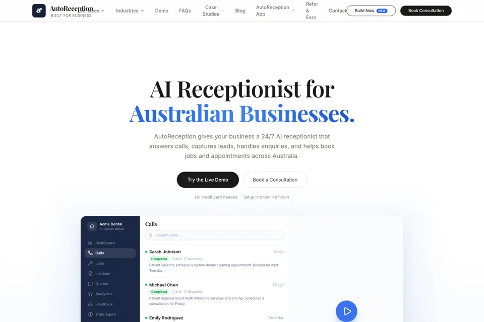 Aperçu de la landing page