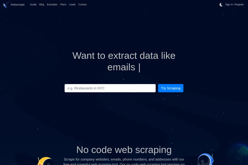 Aperçu de la landing page