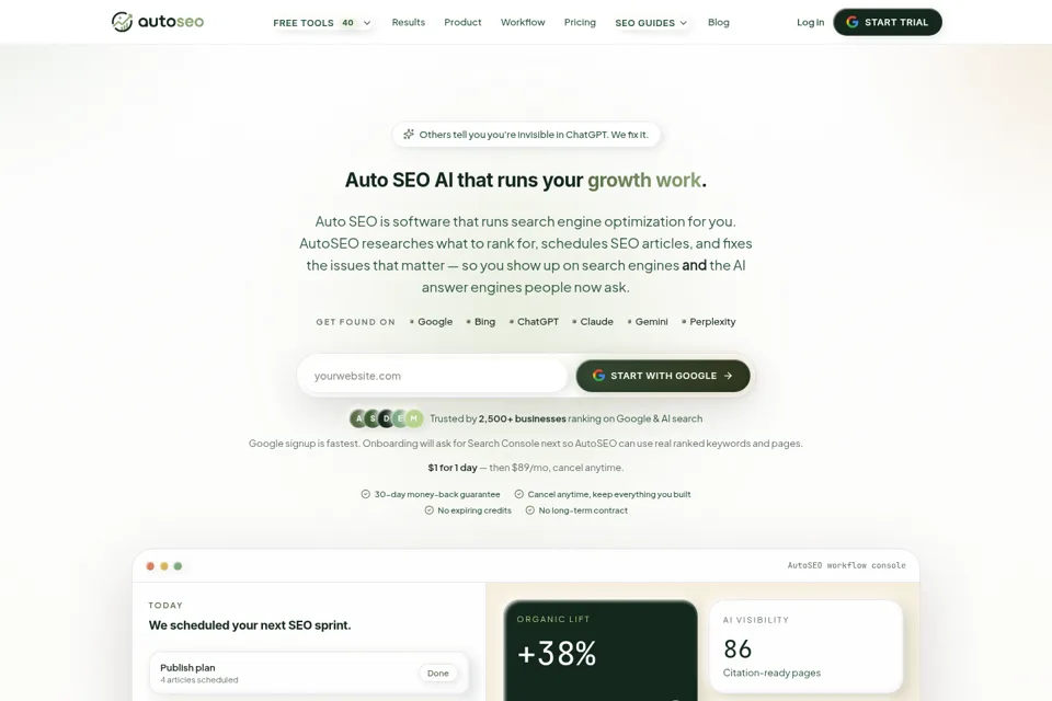 Aperçu de la landing page