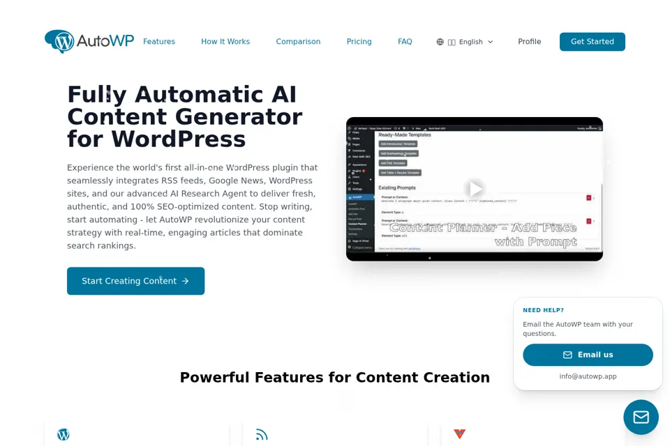 Aperçu de la landing page