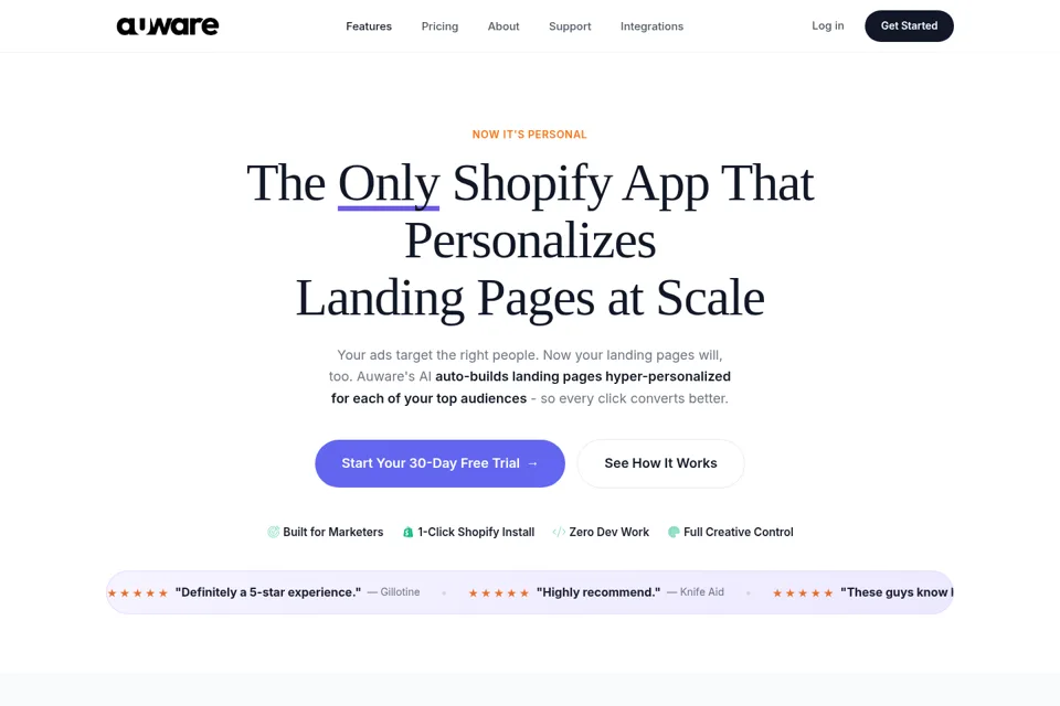 Landing page preview