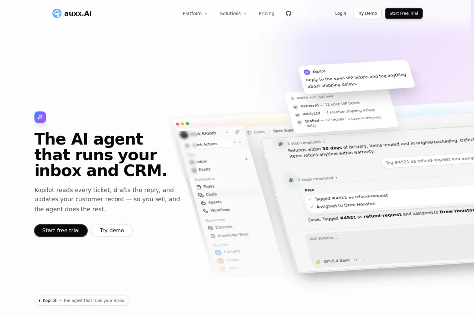 Aperçu de la landing page