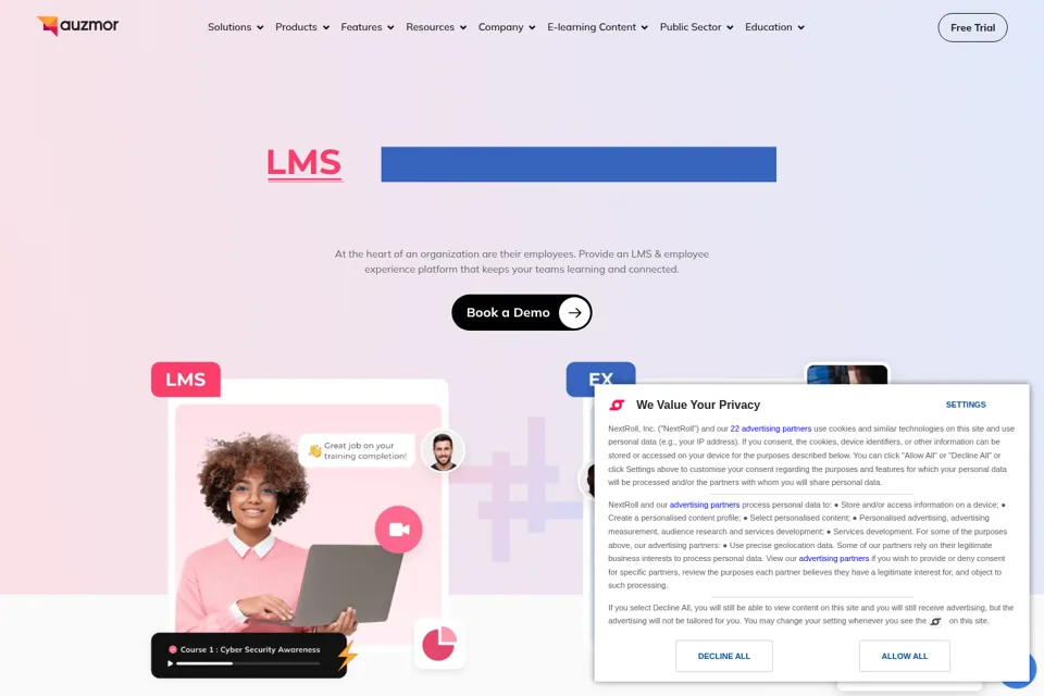 Aperçu de la landing page
