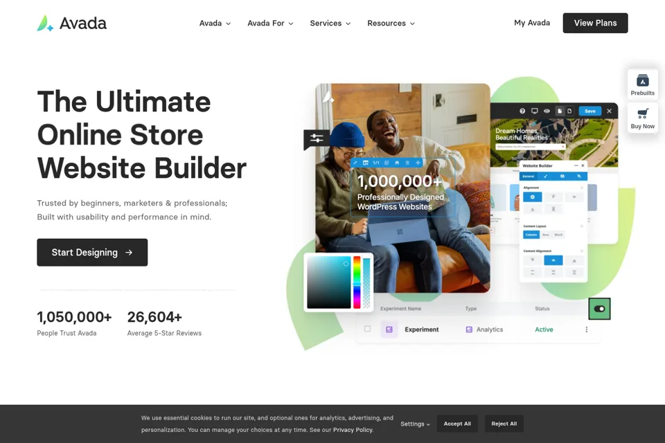 Aperçu de la landing page