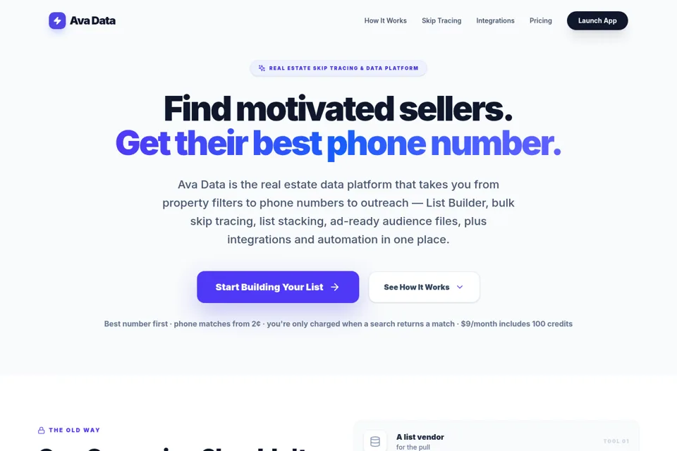 Aperçu de la landing page