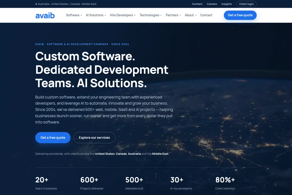 Aperçu de la landing page