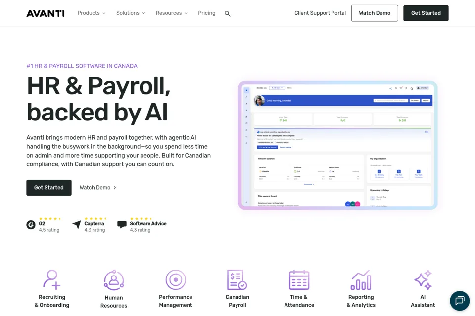 Aperçu de la landing page