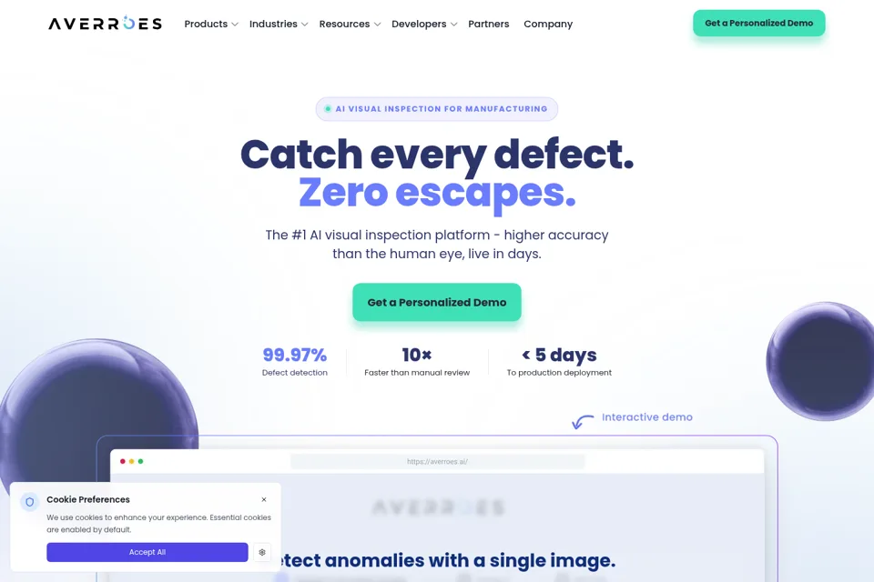 Aperçu de la landing page