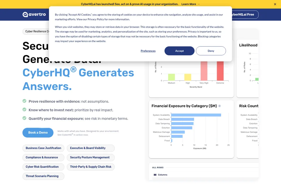 Aperçu de la landing page