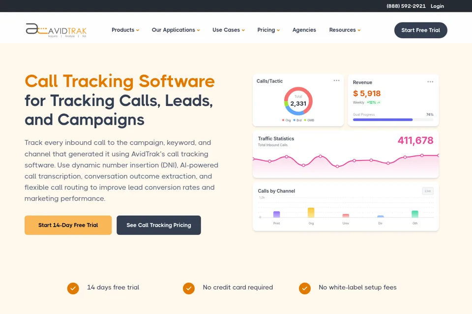 Aperçu de la landing page