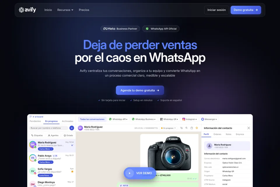 Aperçu de la landing page
