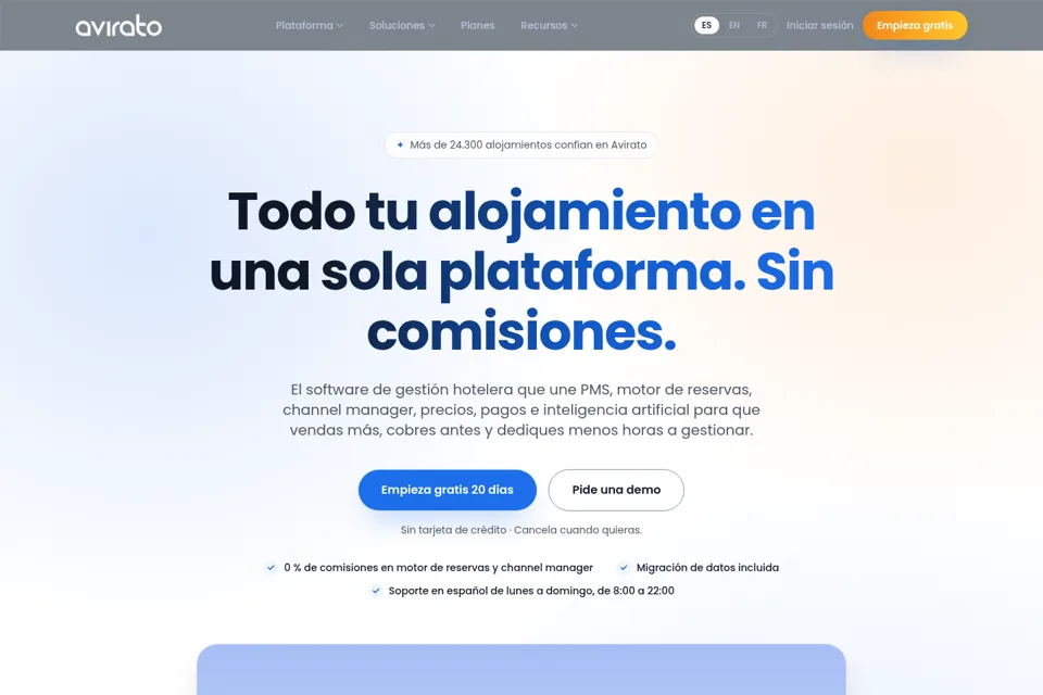 Aperçu de la landing page