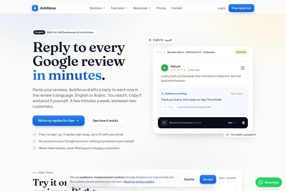 Aperçu de la landing page