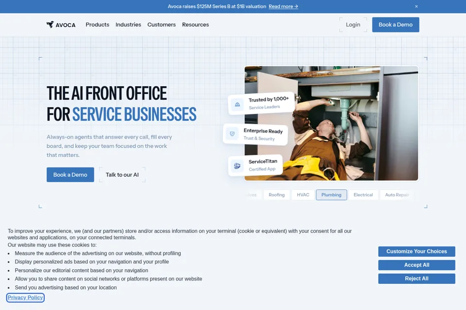Aperçu de la landing page
