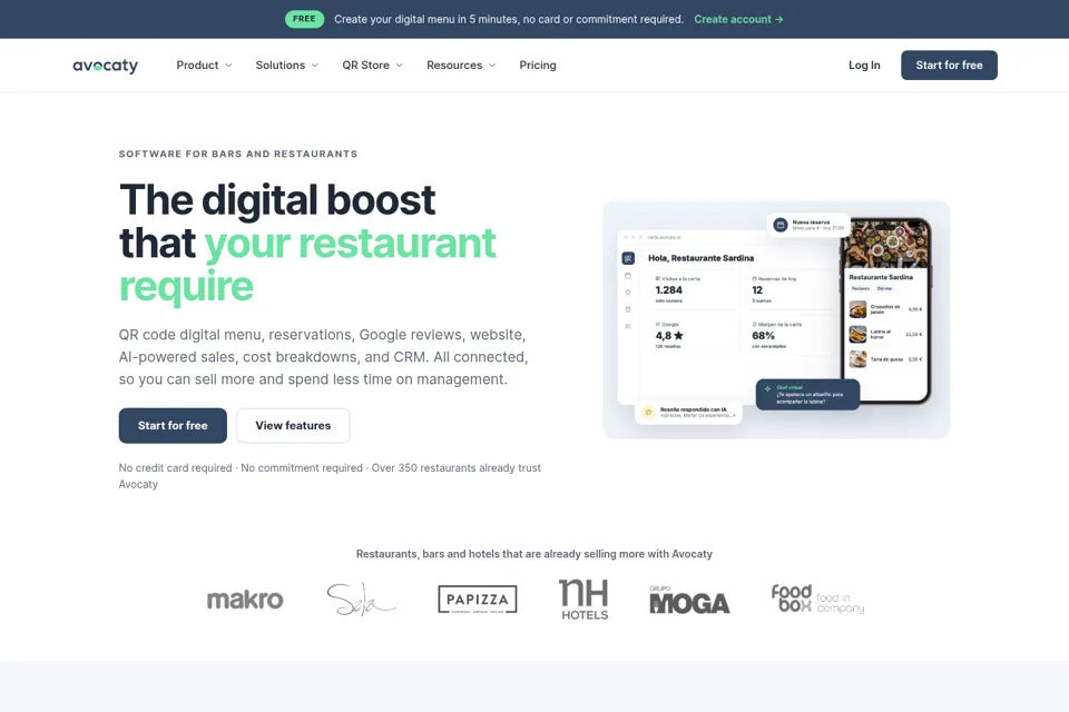 Aperçu de la landing page